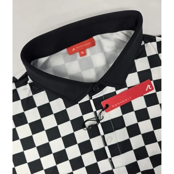 Redvanly Shirt Mens XL Cedres Polo Black/White Golf PUREpoly 4 Way Stretch R2522 - Picture 1 of 6